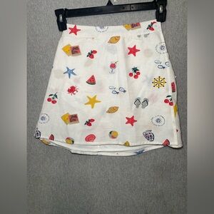 Midnigh Sky Short Linen Blend Skirt Beach Island Vacation Sz XS